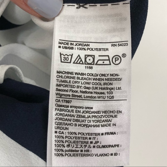 Silky tie front top striped blouse blue & white - Picture 6 of 7